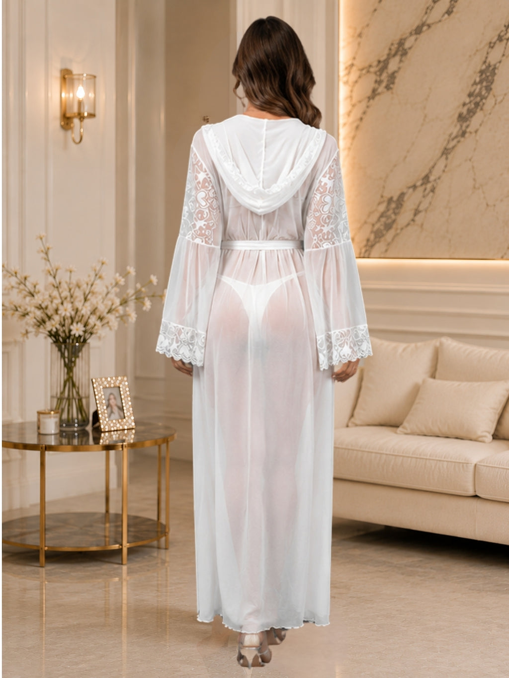 Satin Lace Maxi Robe Sleepwear