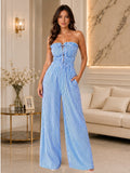 Women's Striped Strapless Jumpsuit