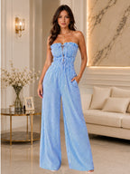 Women's Striped Strapless Jumpsuit