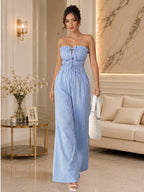 Women's Striped Strapless Jumpsuit