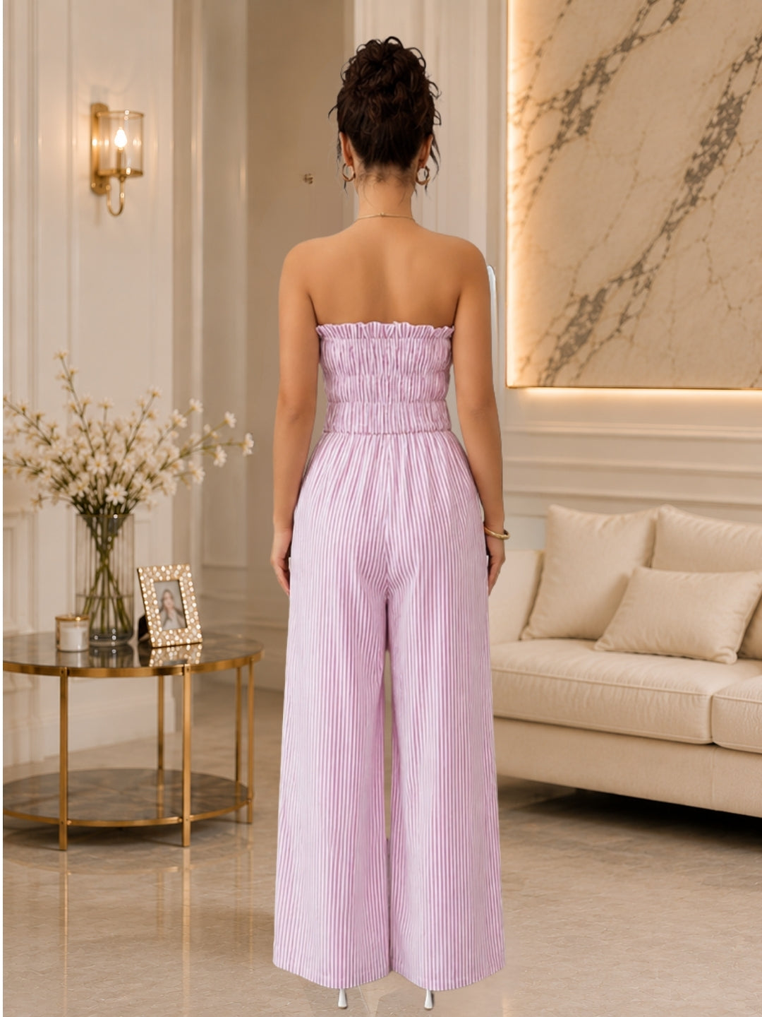 Women's Striped Strapless Jumpsuit