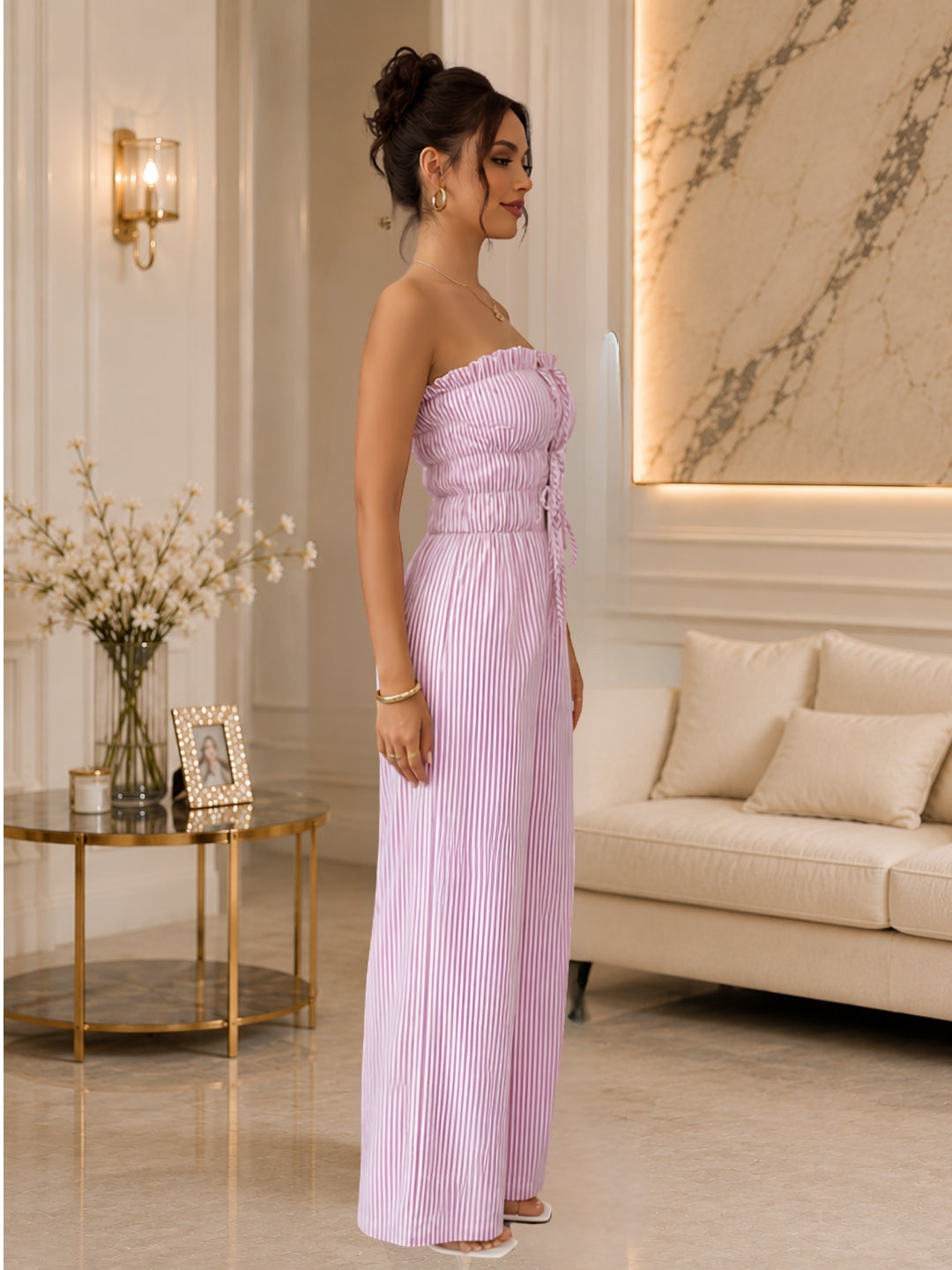 Women's Striped Strapless Jumpsuit