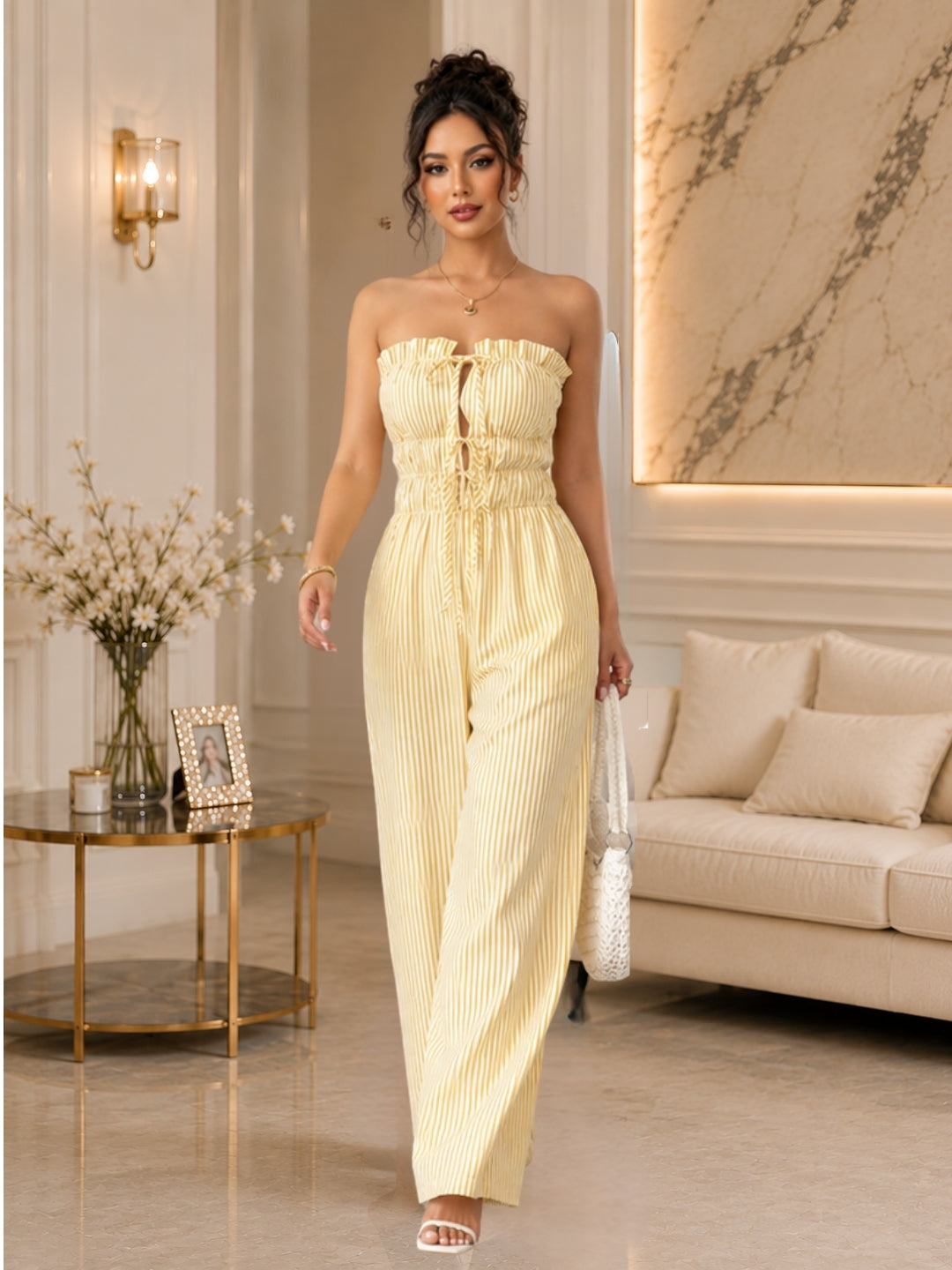 Women's Striped Strapless Jumpsuit