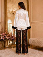 Satin Robe & Lace Pants Set