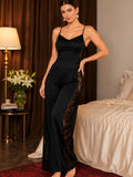 Satin Cami & Lace Pants Set