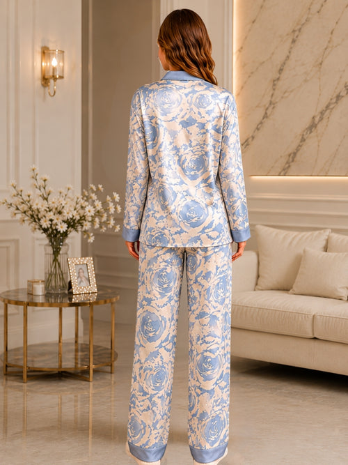Floral Print Satin Nightsuit Set