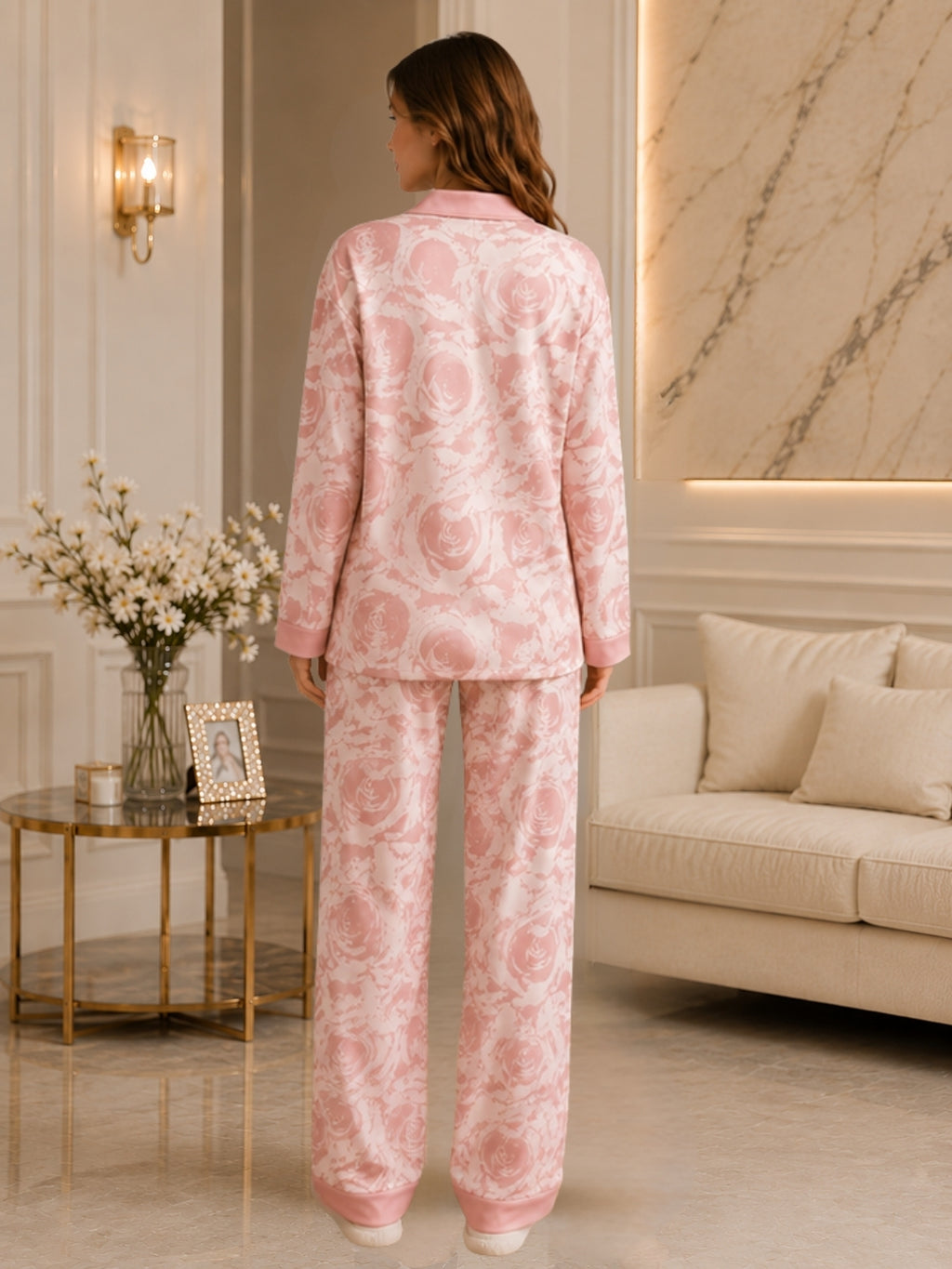 Floral Print Satin Nightsuit Set
