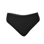 Women's solid black low waist bikini panty back view