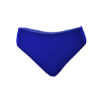 Women's navy blue low waist bikini panty model front view