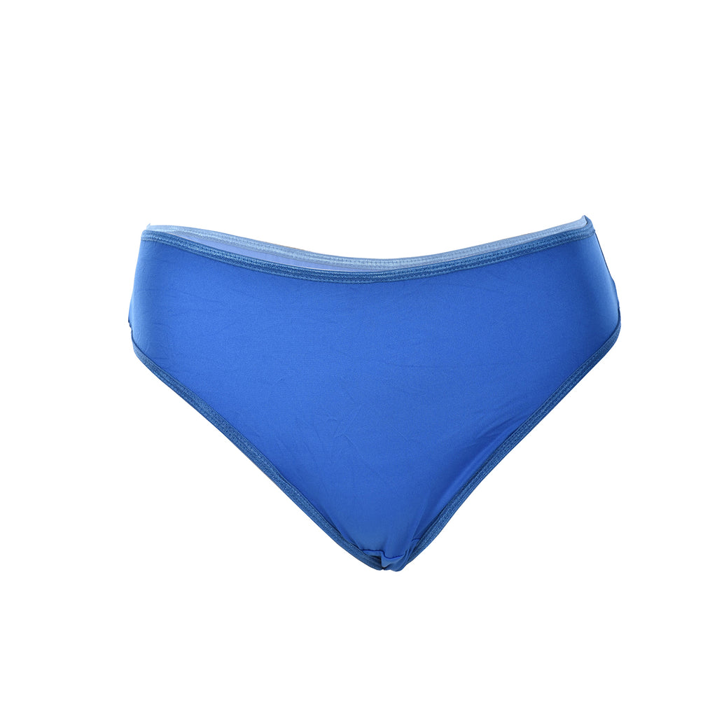 Women's solid royal blue low waist bikini panty back view