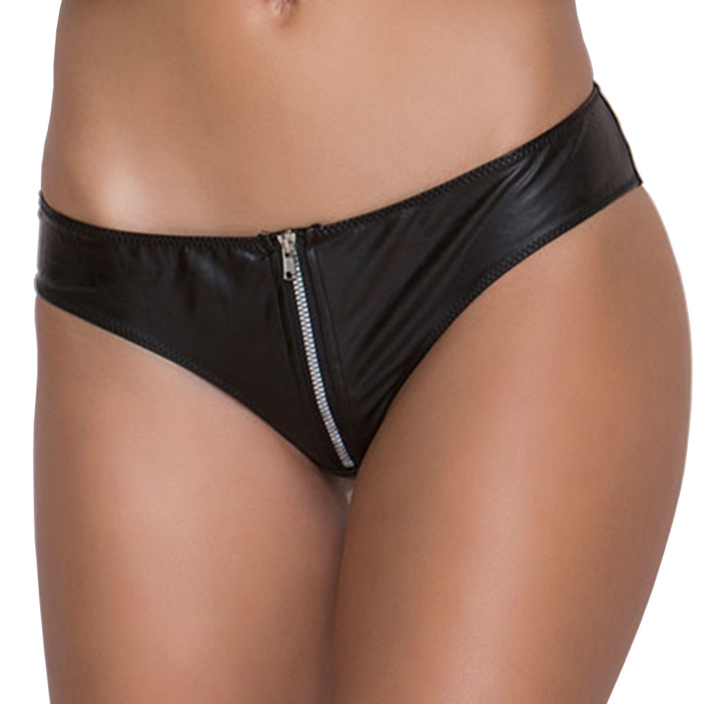 Women's Satin Zipper Thong