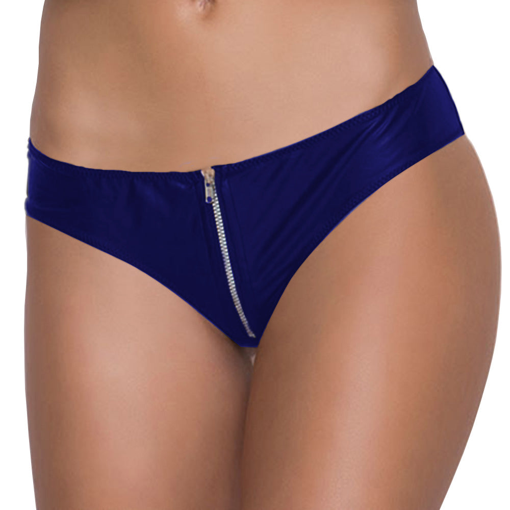 Women's Satin Zipper Thong