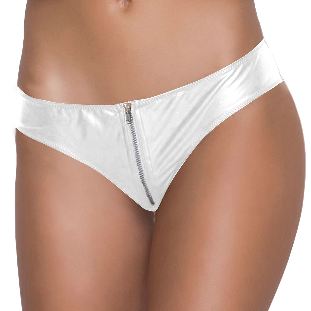Women's Satin Zipper Thong