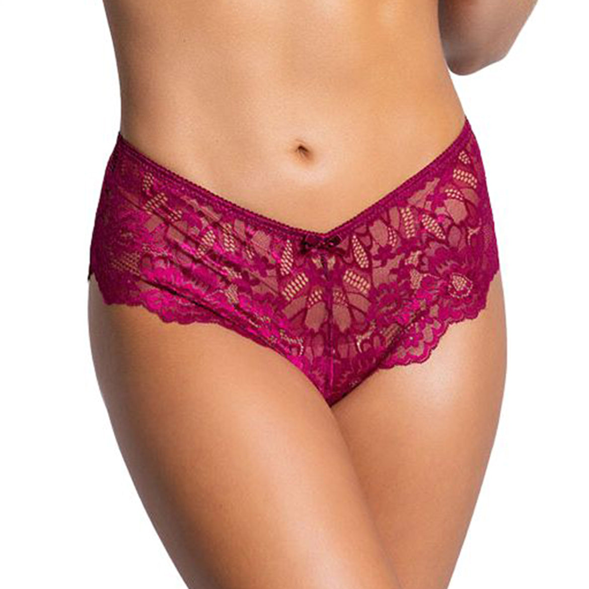Women's Floral Lace Brazilian Panty With Front Bow