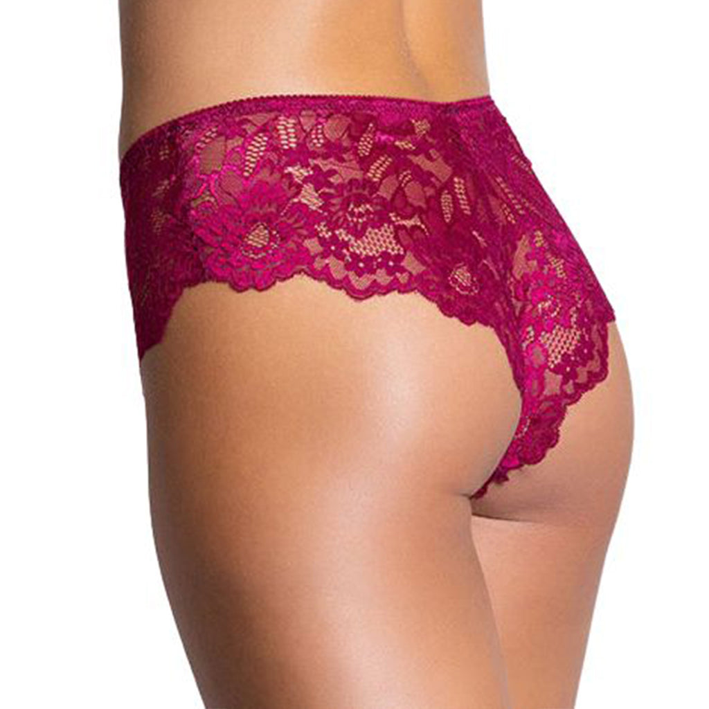 Women's Floral Lace Brazilian Panty With Front Bow