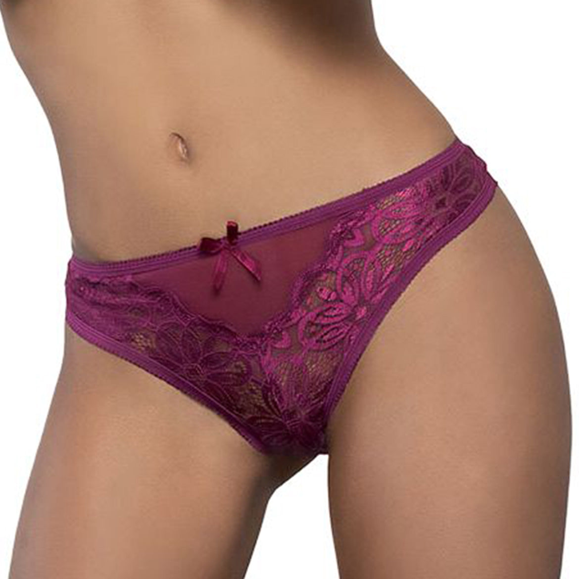 Women's Floral Lace Bikini Panty With Centre Bow