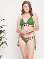 Crochet Bikini Set With Multicolour Tassel Trim