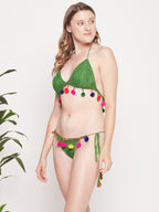 Crochet Bikini Set With Multicolour Tassel Trim