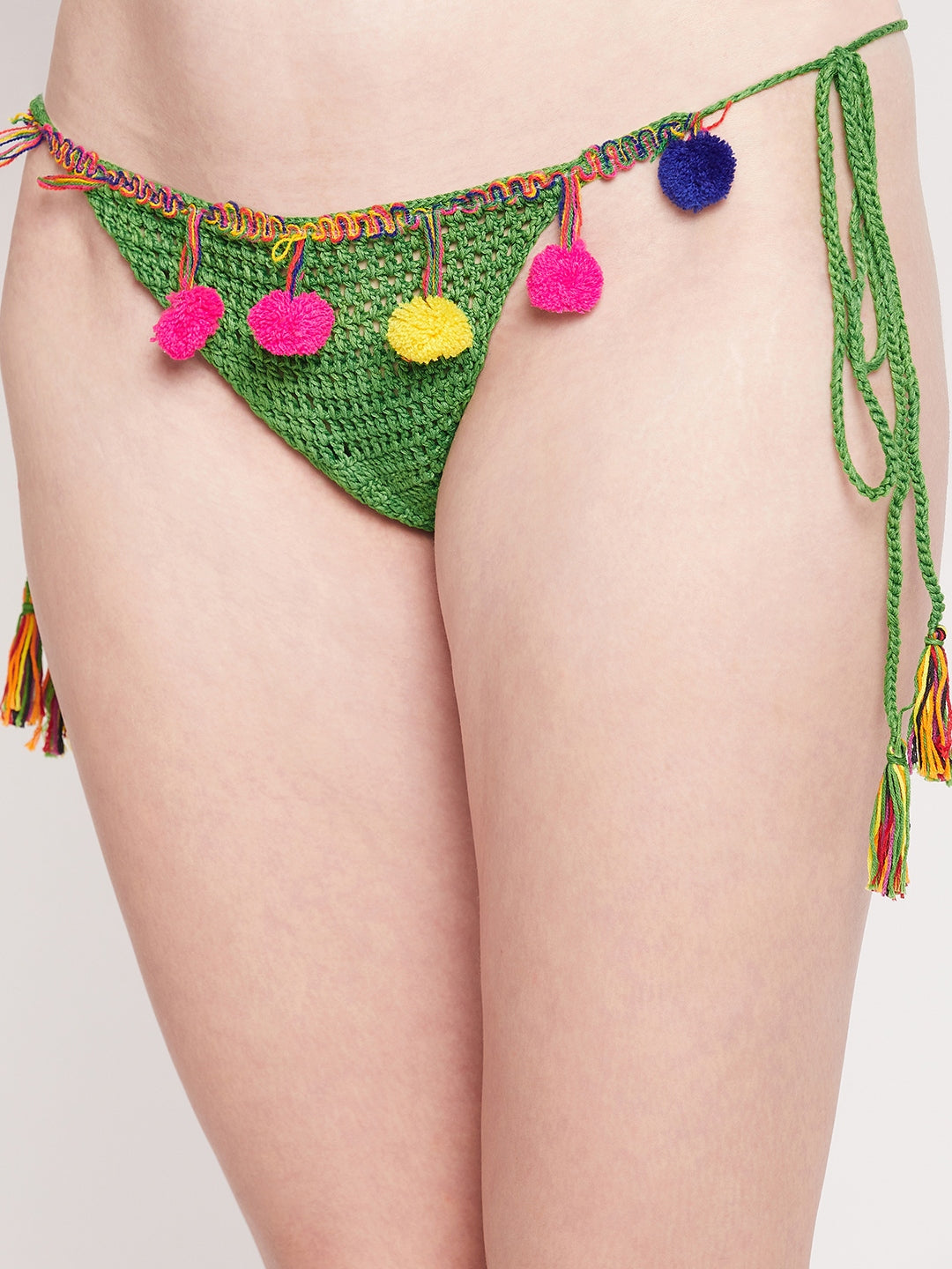 Crochet Bikini Set With Multicolour Tassel Trim
